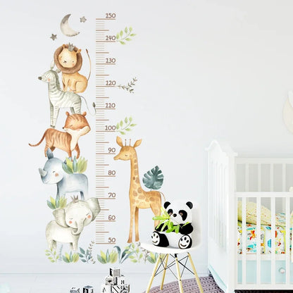 Cartoon African Animals Height Measurement Ruler Wall Stickers