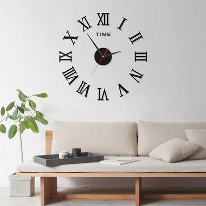 3D Acrylic Roman Numerals Mirror Wall Clock