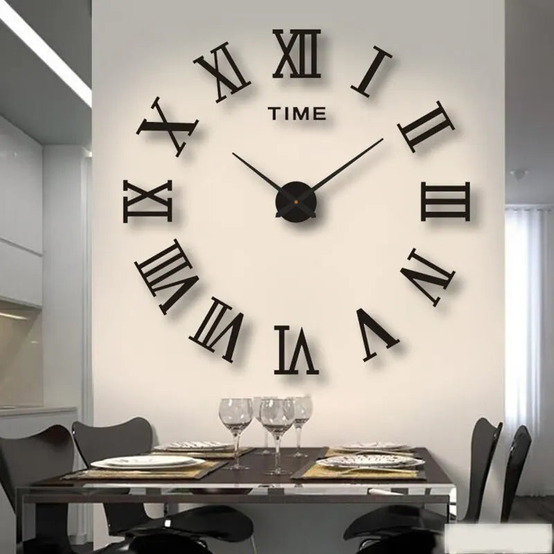 3D Acrylic Roman Numerals Mirror Wall Clock