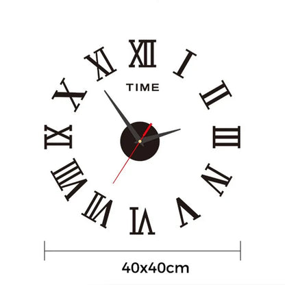 3D Acrylic Roman Numerals Mirror Wall Clock