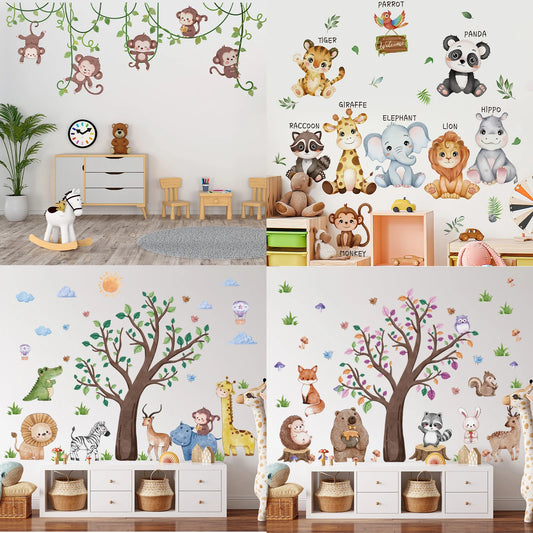 Safari Jungle Woodland Animals Wall Decals Wall Stickers f